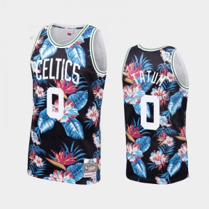 Men Jayson Tatum #0 Black Boston Celtics Hardwood Classics Floral Fashion Jersey 629069-181