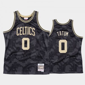 Mens Jayson Tatum #0 Black Toile Black Metallic Classic Boston Celtics Jersey 541123-683