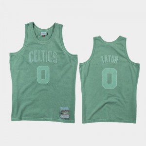 Men Jayson Tatum #0 Washed Out Boston Celtics Green Jerseys 490457-354